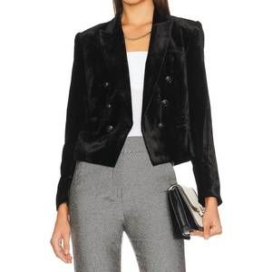 NEW L'AGENCE brooke double breasted crop blazer in black